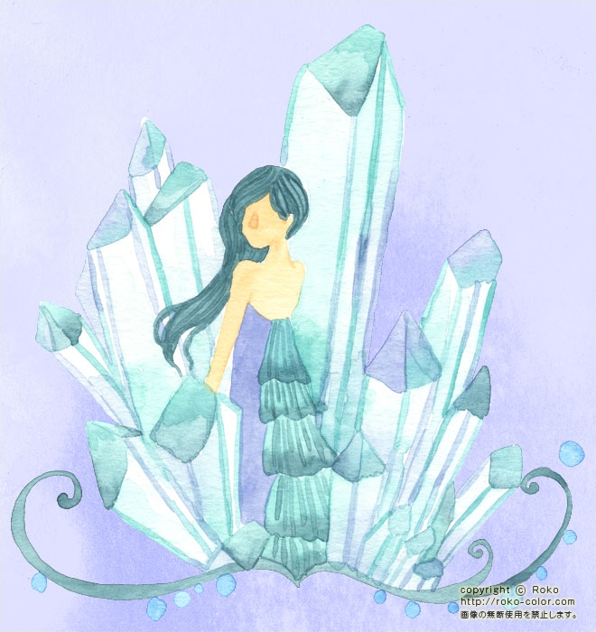 漢方女神占い エレメント 水晶 タイプ エレメントの占いの女の人の水晶のイラスト